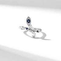 Bague Serpent Plaqué Or Zodiaque Femme en Argent Sterling 925 Réglable Longue Ouverte avec Zircon Cubique et Émeraude Bijoux