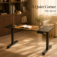 Bureau de travail électrique réglable en hauteur AOR, surface en PVC, montage facile, crochet pour casque en bois, cuir PU, en forme de Z, vente en gros d'usine