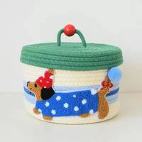 Boîte de rangement de bureau mignonne, panier de rangement pour bébé, panier de rangement de bureau, panier de rangement tissé en fil de coton