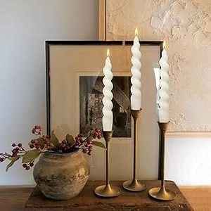 Unscented Spiral <strong>Candle</strong> Handmade Milk <strong>White</strong> Short Candlesticks Smokeless <strong>Taper</strong> <strong>Candles</strong> for Home - Product Image 6