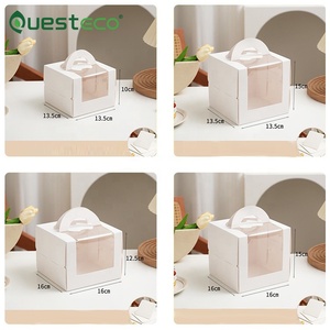 Boîte à gâteau blanche avec fenêtre, emballage en papier pour gâteaux avec poignée et fenêtres, boîtes <span class=keywords><strong>de</strong></span> boulangerie, contenants alimentaires carrés et boîtes à gâteaux en papier - Product Image 6