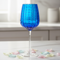 Verre à vin classique bleu à pois en verre sodocalcique fait main, capacité 200 ml, pour vins rouges/blancs, dîners et fêtes, ajoute une touche vibrante