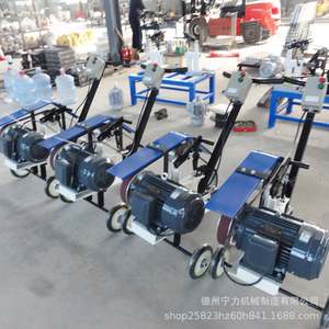 Machine à poncer et polir manuelle électrique pour métaux, avec bande abrasive pour le décapage de rouille et le dessin de tôles d'acier - Product Image 6