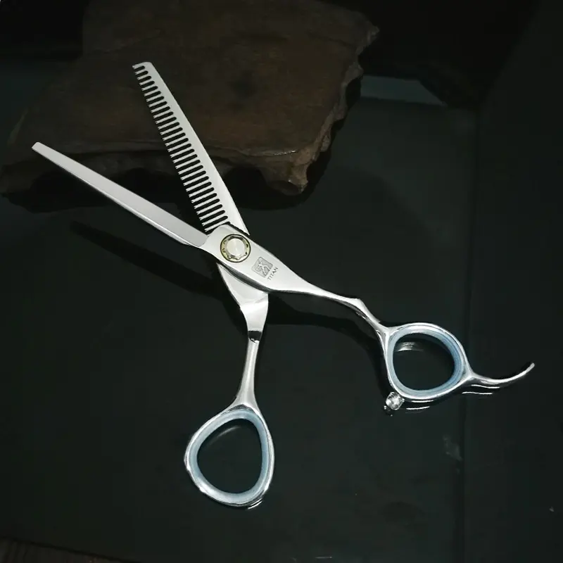 Titan 6.0inch bearing ball screw professional japanese sus440c steel barber thinning super hair scissors