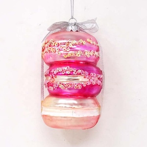 En gros nouveau personnalisé en verre à <span class=keywords><strong>trois</strong></span> couches macaron ornements de noël - Product Image 2