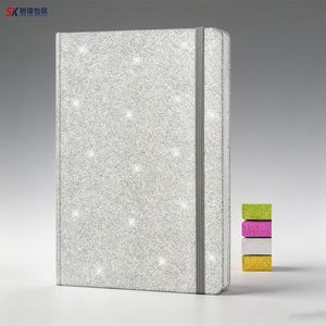 Sparkle Fabric Hardcover Diary Sewing Binding Gift <b>Notebook</b> Silver with Color Options - Product Image 1