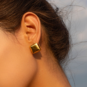 Boucles d'oreilles double face étoile cœur pour femmes Papillon carré goutte d'eau Boucles d'oreilles en acier inoxydable Bijoux plaqué or - Product Image 6