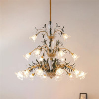 Lustre français de fleur de créativité de LED pour le salon chambre restaurant hôtel villa lampe suspendue en cristal pour la décoration à la maison