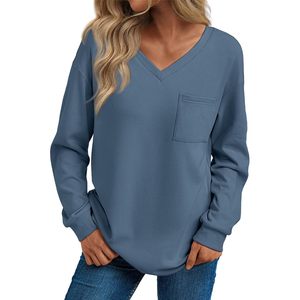 Tops de manga larga para mujer Queen personalizados, camisas informales, ropa con cuello en V, ropa de moda de otoño, bolsillo XL suelto para uso en la oficina - Product Image 5
