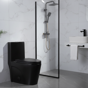 Inodoro de Una Pieza con Sifón Tornado, Montado en el Suelo, Superficie Lisa, WC, Certificado CUPC, Color Negro Mate para Baño - Product Image 3