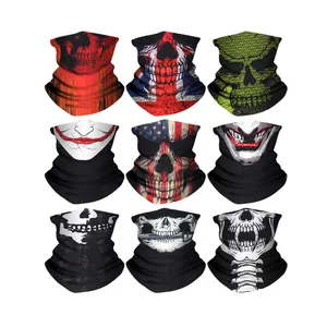 Masker Wajah Multifungsi, 9 Buah/Pak Campur Olahraga Luar Ruangan, Syal Kepala Poliester, Bandana, Leher Tabung