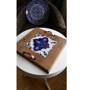 Plateau de service en MDF fait main de forme carrée avec finition en émail imperméable, parfait pour servir du café, du thé ou des petits repas d'Inde - Product Image 3