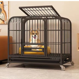Material de acero resistente de varios tamaños de alta calidad, dos puertas, incluye <span class=keywords><strong>bandeja</strong></span> <span class=keywords><strong>sanitaria</strong></span> extraíble, valla de hierro, jaula <span class=keywords><strong>para</strong></span> <span class=keywords><strong>perros</strong></span> - Product Image 2