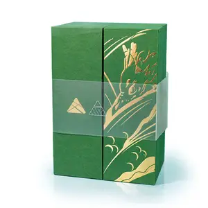 Alle grünen Papier verpackungs box Modestil Qualität Doppeltür faltbare Tee Lebensmittel Papier Geschenk box