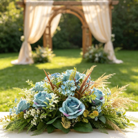 Bouquet de roses artificielles séchées avec feuillage d'automne, fleurs en soie pour mariage, vase rustique, table, fenêtre, décoration intérieure