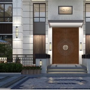 <span class=keywords><strong>Porte</strong></span> <span class=keywords><strong>d</strong></span>'<span class=keywords><strong>entrée</strong></span> blindée à rupture de pont thermique en aluminium moulé, style personnalisé, avec axe de pivotement <span class=keywords><strong>d</strong></span>écalé, finition vieillie - Product Image 5