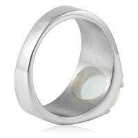 Anillo de Boda Unisex de Acero Inoxidable con Ópalo y Engaste Geométrico de Yunnique FY21041, Joyería de Moda para Regalo