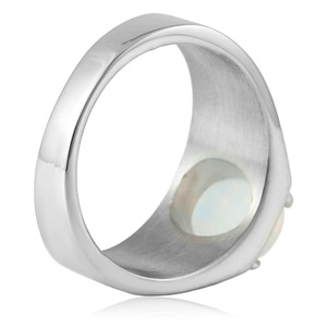 yunnique <b>Titanium</b> Steel Opal <b>Ring</b> Prong Setting Unisex Wedding <b>Ring</b> Gift Fashion Jewelry - Product Image 3