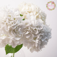 Bunga Hydrangea Artificial Real Touch High End dengan Daun dan Tangkai untuk Dekorasi Rangkaian Bunga Pernikahan dan Rumah