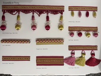 Ensemble de garnitures pour rideaux motif pivoine : cordon tressé, pendentif, franges à boules, franges à pompons pour la décoration textile de la maison et les vêtements