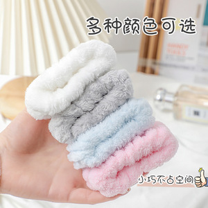 Soft Coral Fleece Sweatband Headband For Women Multi Functional Wristband Hair Tie Keep Warm Exercise Accessory White Pink Blue - Product Image 4