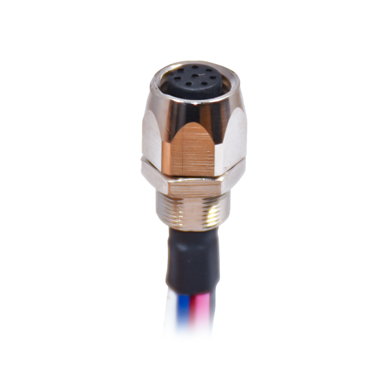 8pin Front Screw M8 Waterproof Connector Panel Mount Industrial Plug Socket