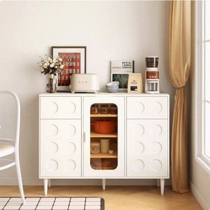 Italian Style Ultra Thin <b>Sideboard</b> 20cm Creamy White Retro Black Bedroom Storage Cabinet With 3 Drawers - Product Image 4