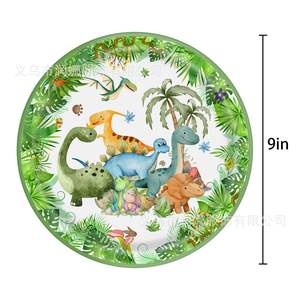 Novo Conjunto de Decoração para Festa de Aniversário Infantil com Dinossauros em Estilo Europeu, 10 Peças de Plástico e Papel, Incluindo Bandeira e Toalha de Mesa - Product Image 3