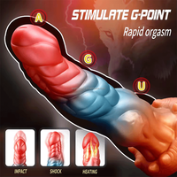 Vente en gros de vibrateur géant de 8,66 pouces, 7 modes de poussée, 10 modes de vibration, chauffant, jouets pour adultes, fabricant de dildos monstres en silicone liquide