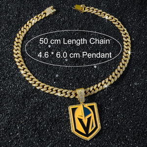 Ciondolo da torneo di lacrosse in cristallo con catena di lusso personalizzato per uomini Vegas cavalieri <span class=keywords><strong>d</strong></span>'oro placcati in <span class=keywords><strong>argento</strong></span> e oro - Product Image 2