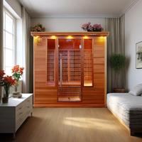 Ruang Sauna Inframerah Jauh Luar Ruangan untuk 4 Orang, Kayu Solid, Pemanas Turmalin, Pembakaran Kayu Tradisional untuk Taman Villa