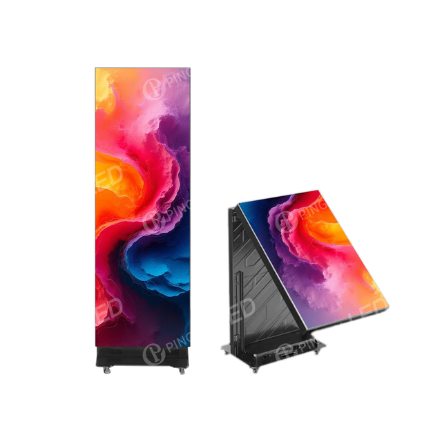 Indoor Movable Poster LED Display 640x1920mm Full Color Die-cast Aluminum Frame Standing Foldable Poster LED Screen