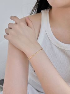 Dylam New Trendy Minimalist Design Women 925 Sterling Silver 18K Gold Plated <b>Beaded</b> <b>Bracelets</b> - Product Image 2