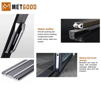 Puerta Corredera Moderna para Dormitorio METGOOD, Puerta Exterior Arqueada, Marco de Aleación Resistente a Huracanes, Vidrio Templado Doble, Puerta Corredera de Aluminio