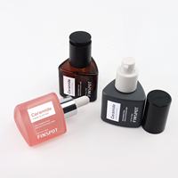 Flacon compte-gouttes de luxe carré à base plate en verre, flacon vide pour lotion, conteneur cosmétique en verre ambré, rose, noir, vente en gros