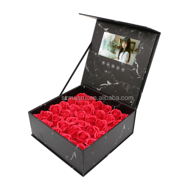 Custom Presentation Digital Greeting Lcd Display Gift Packaging IPS Screen 7 Inch Video Flower Box