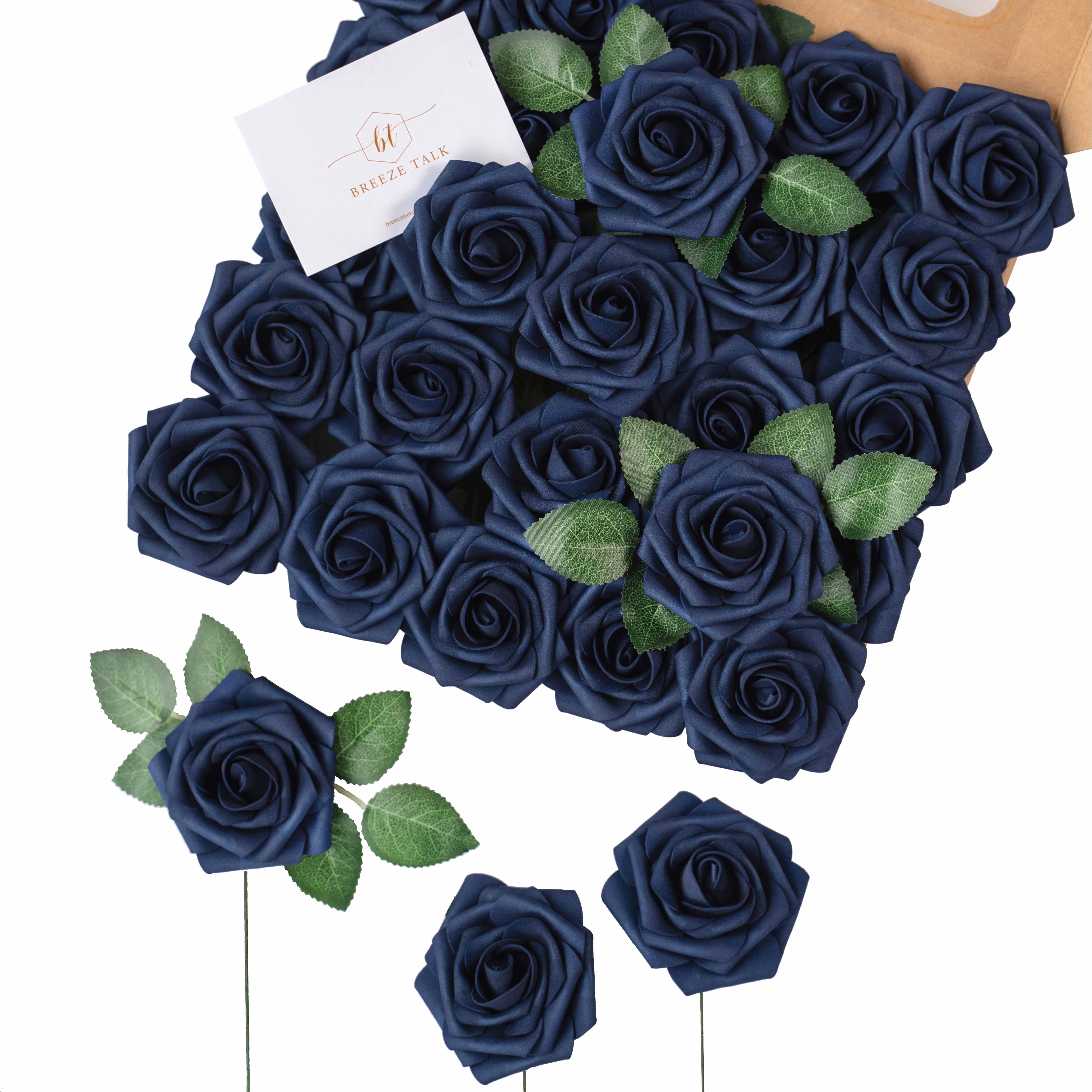 Wholesale foam roses bulk flower balls handmade real touch rose artificial flower navy blue rose for mothers day gifts