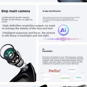 Gafas Inteligentes <span class=keywords><strong>de</strong></span> 800W Píxeles, 1080P, con Reconocimiento <span class=keywords><strong>de</strong></span> Objetos por IA, Traducción Basada en ChatGPT, Grabación <span class=keywords><strong>de</strong></span> Video, Compatibles con Aplicaciones Táctiles - Product Image 3