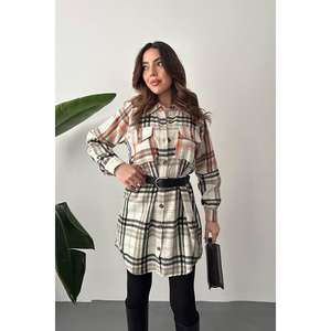 Wholesale Mint Lumberjack Shirt <b>Dress</b> Vintage Casual ODM Style One Size XS XL XXL XL Waisted Translucent Feature <b>Ruffles</b> - Product Image 5