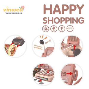 24ชิ้นแกล้งเล่นช้อปปิ้งของเล่นสำหรับเด็กเกมการศึกษาแคชเชียร์<span class=keywords><strong>เครื่อง</strong></span>ลงทะเบียนเงินสด - Product Image 3