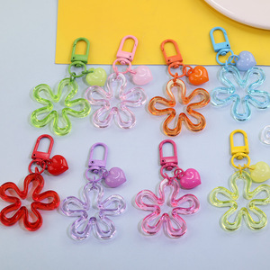Porte-clés léger en acrylique coloré, motif grande vague, fleur et cœur, fait main, accessoire de sac DIY - Product Image 4