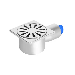 Strong Sealing Side Outlet Square Shower Drain Thickened Body Stainless Steel Floor Drain With Hair Strainer Replaceable Cover