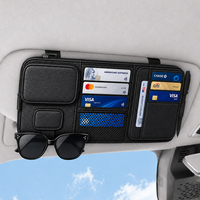 Soporte Magnético Desmontable para Tarjetas y Gafas de Sol para Visera de Coche con Bolsa Organizadora de Billetes y Capa Protectora Antirrobo