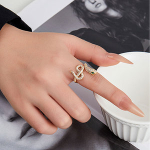 Snake Shape Micro Set Zircon <b>Open</b> <b>Ring</b> For Index Finger Everyday Wear Jewelry - Product Image 2