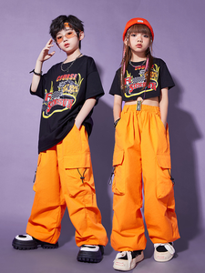 SXCCYH Conjunto de actuación de hip-hop para niños de moda Traje de baile callejero explosivo hermoso Mono y Diadema Hecho de algodón - Product Image 2