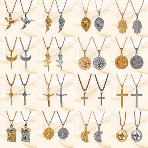 Collar con colgante <span class=keywords><strong>de</strong></span> brújula chapado en oro <span class=keywords><strong>de</strong></span> 18K, diseño <span class=keywords><strong>de</strong></span> Estrella del Norte <span class=keywords><strong>de</strong></span> acero inoxidable, joyería <span class=keywords><strong>de</strong></span> flor <span class=keywords><strong>de</strong></span> lis, collar <span class=keywords><strong>de</strong></span> Cruz <span class=keywords><strong>de</strong></span> crucifijo para hombres - Product Image 5