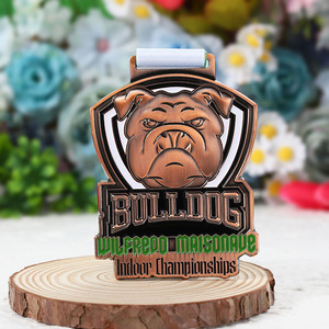 Prix en alliage de zinc métal Medallas Deportivas fabricant médailles personnalisées sport moulage sous pression émail 3D cuivre Animal Bulldogs médaille - Product Image 3