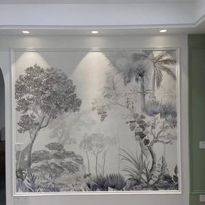 <span class=keywords><strong>Papier</strong></span> <span class=keywords><strong>peint</strong></span> en soie léger de luxe en français <span class=keywords><strong>noir</strong></span> blanc jungle forêt tropicale imprime imperméable pour hôtels restaurants séjours chez l'habitant - Product Image 1