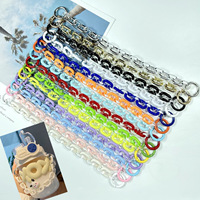 Paille à boire en plastique écologique de style Ins, détachable, en acrylique transparent, sac à chaîne bicolore, accessoires de bar étendus