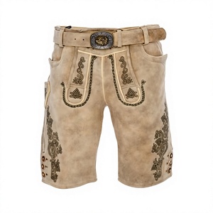 Traje de Lederhosen Alemán para Hombre, Pantalones Cortos de Cuero de Cabra Genuino, Disfraz para el Festival de la Cerveza Oktoberfest Bávaro - Product Image 1